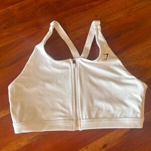 Gym Shark White Zip-Up Sports Bra